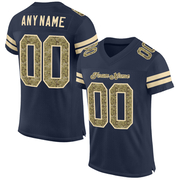Custom Navy Camo-Cream Mesh Authentic Football Jersey