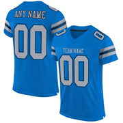 Custom Panther Blue Light Gray-Black Mesh Authentic Football Jersey