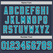 Custom Navy Teal-White Mesh Authentic Throwback Football Jersey