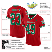 Custom Red Kelly Green-White Mesh Authentic Throwback Football Jersey