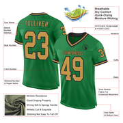 Custom Grass Green Old Gold-Black Mesh Authentic Throwback Football Jersey