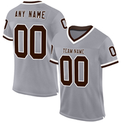 Custom Gray Brown-White Mesh Authentic Throwback Football Jersey