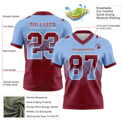 Custom Light Blue Crimson-White Mesh Authentic Gradient Square Shape Flag Football Jersey