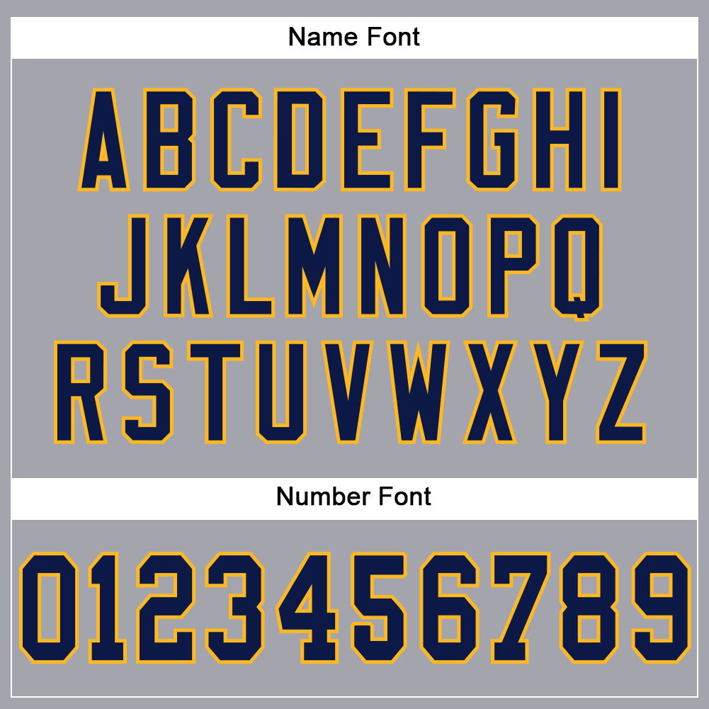 Custom Light Gray Navy-Gold Mesh Authentic Football Jersey