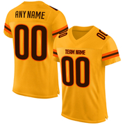 Custom Gold Brown-Orange Mesh Authentic Football Jersey