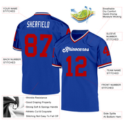 Custom Royal Red-White Mesh Authentic Throwback Football Jersey