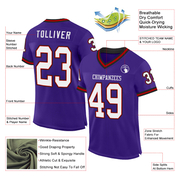 Custom Purple Red-Black Mesh Authentic Throwback Football Jersey