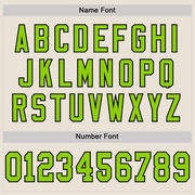 Custom Cream Neon Green-Black Mesh Authentic Throwback Football Jersey