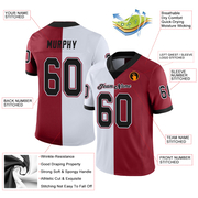 Custom Cardinal Black-White Mesh Split Fashion Football Jersey