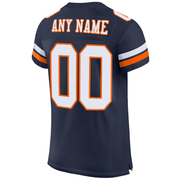 Custom Navy White-Orange Mesh Authentic Football Jersey