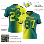 Custom Teal Neon Yellow-Black Mesh Authentic Gradient Fashion Football Jersey