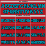 Custom Red Teal-Black Mesh Authentic Football Jersey