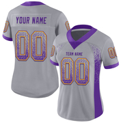 Custom Gray Purple-Gold Mesh Drift Fashion Football Jersey