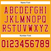 Custom Gold Red-White Mesh Authentic Football Jersey