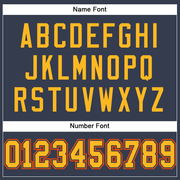 Custom Navy Gold-Orange Mesh Authentic Football Jersey