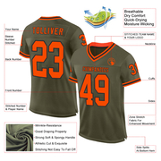 Custom Olive Orange-Black Mesh Authentic Throwback Salute To Service Football Jersey