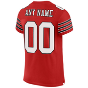 Custom Scarlet White-Black Mesh Authentic Football Jersey
