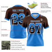 Custom Brown Powder Blue-White Mesh Authentic Gradient Square Shape Flag Football Jersey