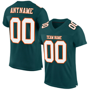 Custom Midnight Green White-Orange Mesh Authentic Football Jersey