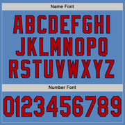 Custom Light Blue Red-Navy Mesh Authentic Football Jersey