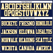 Custom Navy White-Gold Mesh Authentic Football Jersey