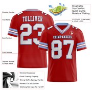 Custom Red White-Light Blue Mesh Authentic Football Jersey