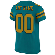 Custom Teal Old Gold-Black Mesh Authentic Football Jersey