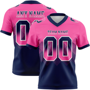 Custom Pink Navy-White Mesh Authentic Gradient Square Shape Flag Football Jersey