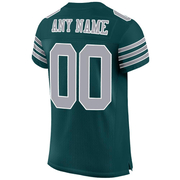 Custom Midnight Green Gray-White Mesh Authentic Football Jersey