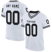 Custom White Black Mesh Authentic Throwback Football Jersey