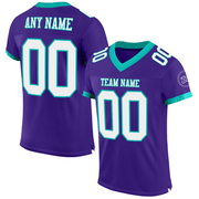Custom Purple White-Aqua Mesh Authentic Football Jersey