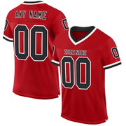 Custom Red Black-White Mesh Authentic Throwback Football Jersey