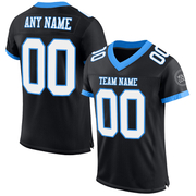 Custom Black White-Powder Blue Mesh Authentic Football Jersey