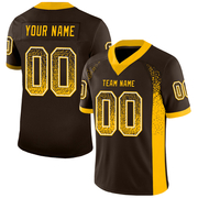 Custom Brown Gold-White Mesh Drift Fashion Football Jersey