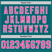 Custom Teal Pink-White Mesh Authentic Football Jersey
