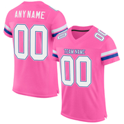 Custom Pink White-Royal Mesh Authentic Football Jersey
