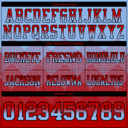 Custom Light Blue Red-Black Mesh Authentic Gradient Square Shape Flag Football Jersey