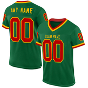 Custom Kelly Green Red-Gold Mesh Authentic Throwback Football Jersey