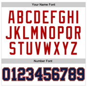 Custom White Navy Pinstripe Navy Old Gold-Red Authentic Basketball Jersey