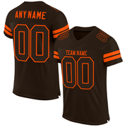 Custom Brown Brown-Orange Mesh Authentic Football Jersey