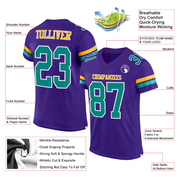 Custom Purple Aqua-Gold Mesh Authentic Football Jersey