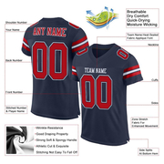 Custom Navy Red-White Mesh Authentic Football Jersey