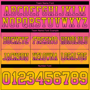 Custom Pink Yellow-Black Mesh Authentic Gradient Square Shape Flag Football Jersey