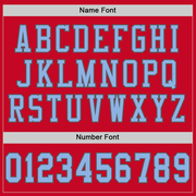 Custom Red Light Blue-Steel Gray Mesh Authentic Football Jersey