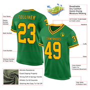 Custom Grass Green Gold-Black Mesh Authentic Throwback Football Jersey