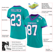 Custom Aqua White-Purple Mesh Authentic Football Jersey