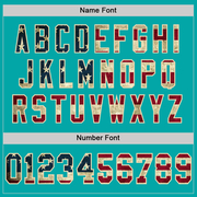 Custom Aqua Vintage USA Flag Cream-Red Mesh Authentic Throwback Football Jersey