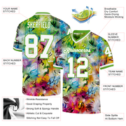 Custom Graffiti Pattern White-Neon Green 3D Mesh Authentic Throwback Football Jersey