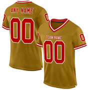 Custom Old Gold Red-White Mesh Authentic Throwback Football Jersey