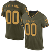 Custom Olive Old Gold-Black Mesh Authentic Throwback Salute To Service Football Jersey